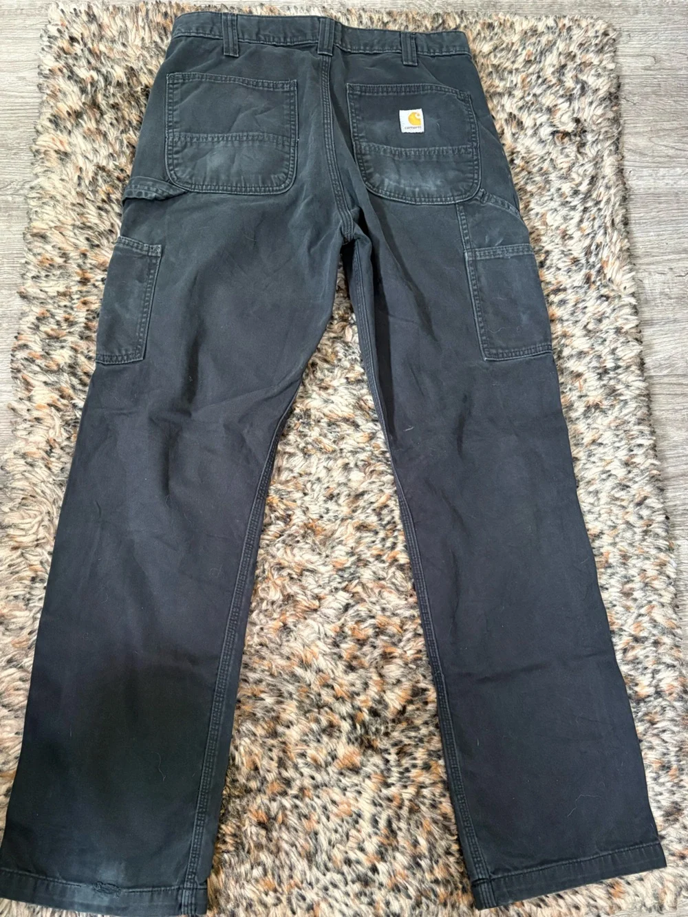 Carhartt Men's 32X32 Black Utility Work Wear Relaxed Fit Carpenter Pants stains